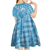 Blue Hawaii Palaka Cowboy Turtle Kid Short Sleeve Dress Hawaiian Paniolo Puakenikeni Maile Lei DT05 - Polynesian Pride