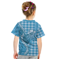Blue Hawaii Palaka Cowboy Turtle Kid T Shirt Hawaiian Paniolo Puakenikeni Maile Lei DT05 - Polynesian Pride
