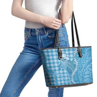 Blue Hawaii Palaka Cowboy Turtle Leather Tote Bag Hawaiian Paniolo Puakenikeni Maile Lei DT05 - Polynesian Pride