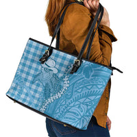 Blue Hawaii Palaka Cowboy Turtle Leather Tote Bag Hawaiian Paniolo Puakenikeni Maile Lei DT05 - Polynesian Pride
