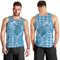 Blue Hawaii Palaka Cowboy Turtle Men Tank Top Hawaiian Paniolo Puakenikeni Maile Lei DT05 - Polynesian Pride