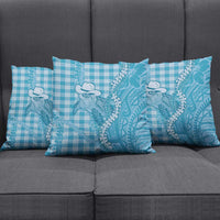 Blue Hawaii Palaka Cowboy Turtle Pillow Cover Hawaiian Paniolo Puakenikeni Maile Lei DT05 - Polynesian Pride
