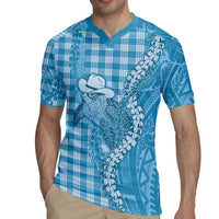 Blue Hawaii Palaka Cowboy Turtle Rugby Jersey Hawaiian Paniolo Puakenikeni Maile Lei DT05 - Polynesian Pride