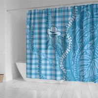 Blue Hawaii Palaka Cowboy Turtle Shower Curtain Hawaiian Paniolo Puakenikeni Maile Lei DT05 - Polynesian Pride