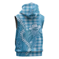 Blue Hawaii Palaka Cowboy Turtle Sleeveless Zip Hoodie Hawaiian Paniolo Puakenikeni Maile Lei DT05 - Polynesian Pride