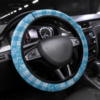 Blue Hawaii Palaka Cowboy Turtle Steering Wheel Cover Hawaiian Paniolo Puakenikeni Maile Lei DT05 Universal Fit Blue - Polynesian Pride