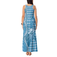 Blue Hawaii Palaka Cowboy Turtle Tank Maxi Dress Hawaiian Paniolo Puakenikeni Maile Lei DT05 - Polynesian Pride