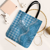 Blue Hawaii Palaka Cowboy Turtle Tote Bag Hawaiian Paniolo Puakenikeni Maile Lei DT05 Black Strap One Size Blue - Polynesian Pride