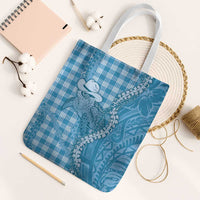 Blue Hawaii Palaka Cowboy Turtle Tote Bag Hawaiian Paniolo Puakenikeni Maile Lei DT05 White Strap One Size Blue - Polynesian Pride