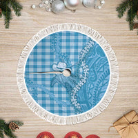 Blue Hawaii Palaka Cowboy Turtle Tree Skirt Hawaiian Paniolo Puakenikeni Maile Lei - Polynesian Pride