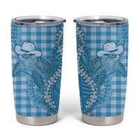 Blue Hawaii Palaka Cowboy Turtle Tumbler Cup Hawaiian Paniolo Puakenikeni Maile Lei DT05 Blue - Polynesian Pride