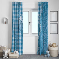 Blue Hawaii Palaka Cowboy Turtle Window Curtain Hawaiian Paniolo Puakenikeni Maile Lei - Polynesian Pride