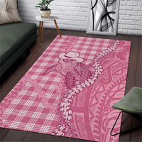 Pink Hawaii Palaka Cowboy Turtle Area Rug Hawaiian Paniolo Puakenikeni Maile Lei DT05 Pink - Polynesian Pride