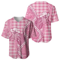 Pink Hawaii Palaka Cowboy Turtle Baseball Jersey Hawaiian Paniolo Puakenikeni Maile Lei DT05 - Polynesian Pride