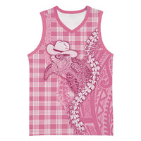 Pink Hawaii Palaka Cowboy Turtle Basketball Jersey Hawaiian Paniolo Puakenikeni Maile Lei DT05 Unisex Pink - Polynesian Pride