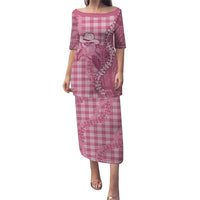 Pink Hawaii Palaka Cowboy Turtle Family Matching Puletasi and Hawaiian Shirt Hawaiian Paniolo Puakenikeni Maile Lei DT05 Mom's Dress Pink - Polynesian Pride