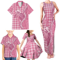 Pink Hawaii Palaka Cowboy Turtle Family Matching Tank Maxi Dress and Hawaiian Shirt Hawaiian Paniolo Puakenikeni Maile Lei DT05 - Polynesian Pride