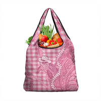 Pink Hawaii Palaka Cowboy Turtle Grocery Bag Hawaiian Paniolo Puakenikeni Maile Lei DT05 1-pack One Size Pink - Polynesian Pride