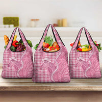 Pink Hawaii Palaka Cowboy Turtle Grocery Bag Hawaiian Paniolo Puakenikeni Maile Lei DT05 3-pack One Size Pink - Polynesian Pride