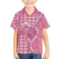 Pink Hawaii Palaka Cowboy Turtle Hawaiian Shirt Hawaiian Paniolo Puakenikeni Maile Lei DT05 - Polynesian Pride