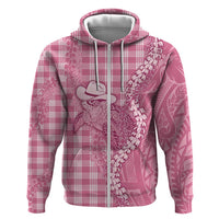 Pink Hawaii Palaka Cowboy Turtle Hoodie Hawaiian Paniolo Puakenikeni Maile Lei DT05 Zip Hoodie Pink - Polynesian Pride
