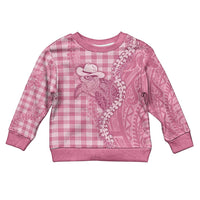 Pink Hawaii Palaka Cowboy Turtle Kid Ugly Christmas Sweater Hawaiian Paniolo Puakenikeni Maile Lei DT05 Kid Pink - Polynesian Pride