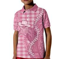 Pink Hawaii Palaka Cowboy Turtle Kid Polo Shirt Hawaiian Paniolo Puakenikeni Maile Lei DT05 Kid Pink - Polynesian Pride