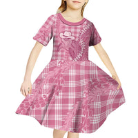 Pink Hawaii Palaka Cowboy Turtle Kid Short Sleeve Dress Hawaiian Paniolo Puakenikeni Maile Lei DT05 - Polynesian Pride