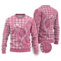 Pink Hawaii Palaka Cowboy Turtle Ugly Christmas Sweater Hawaiian Paniolo Puakenikeni Maile Lei DT05 Pink - Polynesian Pride