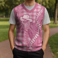 Pink Hawaii Palaka Cowboy Turtle Christmas Knitted V-Neck Vest Hawaiian Paniolo Puakenikeni Maile Lei DT05 - Polynesian Pride