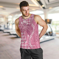 Pink Hawaii Palaka Cowboy Turtle Men Tank Top Hawaiian Paniolo Puakenikeni Maile Lei DT05 Pink - Polynesian Pride