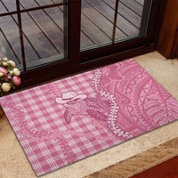 Pink Hawaii Palaka Cowboy Turtle Rubber Doormat Hawaiian Paniolo Puakenikeni Maile Lei DT05 - Polynesian Pride