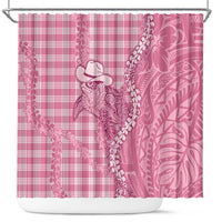 Pink Hawaii Palaka Cowboy Turtle Shower Curtain Hawaiian Paniolo Puakenikeni Maile Lei DT05 Pink - Polynesian Pride