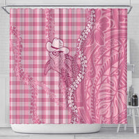 Pink Hawaii Palaka Cowboy Turtle Shower Curtain Hawaiian Paniolo Puakenikeni Maile Lei DT05 - Polynesian Pride