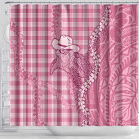 Pink Hawaii Palaka Cowboy Turtle Shower Curtain Hawaiian Paniolo Puakenikeni Maile Lei DT05 - Polynesian Pride