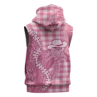 Pink Hawaii Palaka Cowboy Turtle Sleeveless Hoodie Hawaiian Paniolo Puakenikeni Maile Lei DT05 - Polynesian Pride