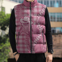 Pink Hawaii Palaka Cowboy Turtle Sleeveless Puffer Jacket Hawaiian Paniolo Puakenikeni Maile Lei DT05 - Polynesian Pride