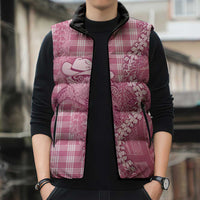 Pink Hawaii Palaka Cowboy Turtle Sleeveless Puffer Jacket Hawaiian Paniolo Puakenikeni Maile Lei DT05 - Polynesian Pride