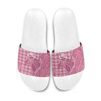Pink Hawaii Palaka Cowboy Turtle Slide Sandals Hawaiian Paniolo Puakenikeni Maile Lei DT05 Pink - Polynesian Pride