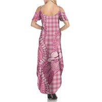 Pink Hawaii Palaka Cowboy Turtle Summer Maxi Dress Hawaiian Paniolo Puakenikeni Maile Lei DT05 - Polynesian Pride