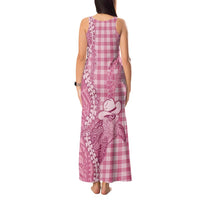 Pink Hawaii Palaka Cowboy Turtle Tank Maxi Dress Hawaiian Paniolo Puakenikeni Maile Lei DT05 - Polynesian Pride