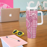 Pink Hawaii Palaka Cowboy Turtle Tumbler With Handle Hawaiian Paniolo Puakenikeni Maile Lei DT05 - Polynesian Pride
