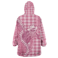 Pink Hawaii Palaka Cowboy Turtle Wearable Blanket Hoodie Hawaiian Paniolo Puakenikeni Maile Lei DT05 - Polynesian Pride