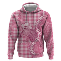 Pink Hawaii Palaka Cowboy Turtle Zip Hoodie Hawaiian Paniolo Puakenikeni Maile Lei DT05 Pullover Hoodie Pink - Polynesian Pride