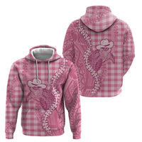 Pink Hawaii Palaka Cowboy Turtle Zip Hoodie Hawaiian Paniolo Puakenikeni Maile Lei DT05 - Polynesian Pride
