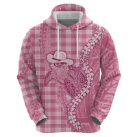Pink Hawaii Palaka Cowboy Turtle Zip Hoodie Hawaiian Paniolo Puakenikeni Maile Lei DT05 - Polynesian Pride