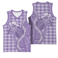 Purple Hawaii Palaka Cowboy Turtle Basketball Jersey Hawaiian Paniolo Puakenikeni Maile Lei DT05 - Polynesian Pride