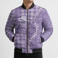 Purple Hawaii Palaka Cowboy Turtle Bomber Puffer Jacket Hawaiian Paniolo Puakenikeni Maile Lei DT05 - Polynesian Pride