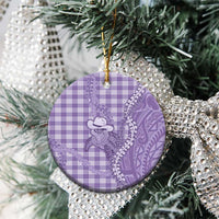 Purple Hawaii Palaka Cowboy Turtle Ceramic Ornament Hawaiian Paniolo Puakenikeni Maile Lei DT05 - Polynesian Pride
