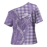 Purple Hawaii Palaka Cowboy Turtle Cross Shoulder Shirt Hawaiian Paniolo Puakenikeni Maile Lei DT05 - Polynesian Pride
